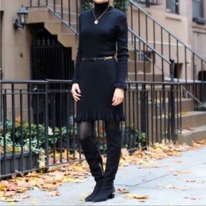 Ralph Lauren 100% merino wool black ribbed turtle neck dress size M EUC